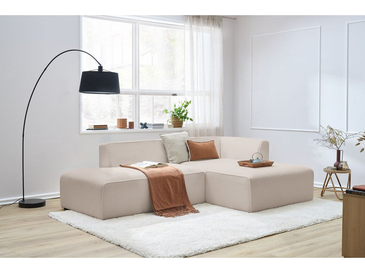 Hjørnesofa MEGEVE i bouclé-stoff