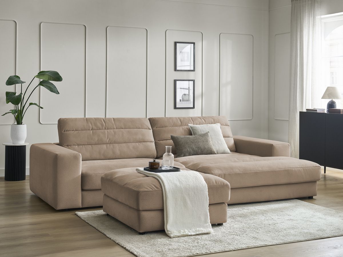 Hjørnesofa SIERRA fløyel med puff