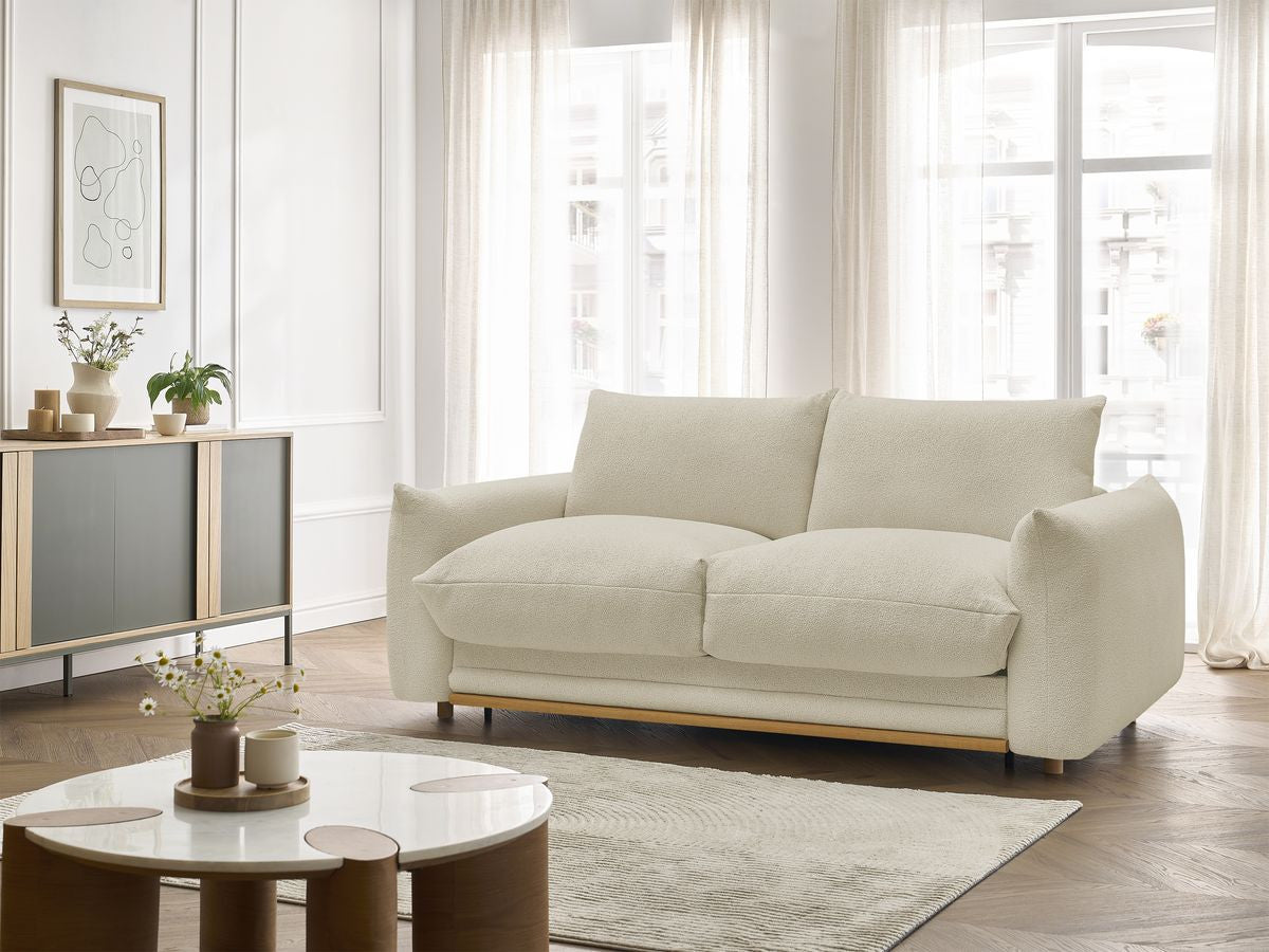 Rett sovesofa 3-seter ERNEST i bouclé-stoff