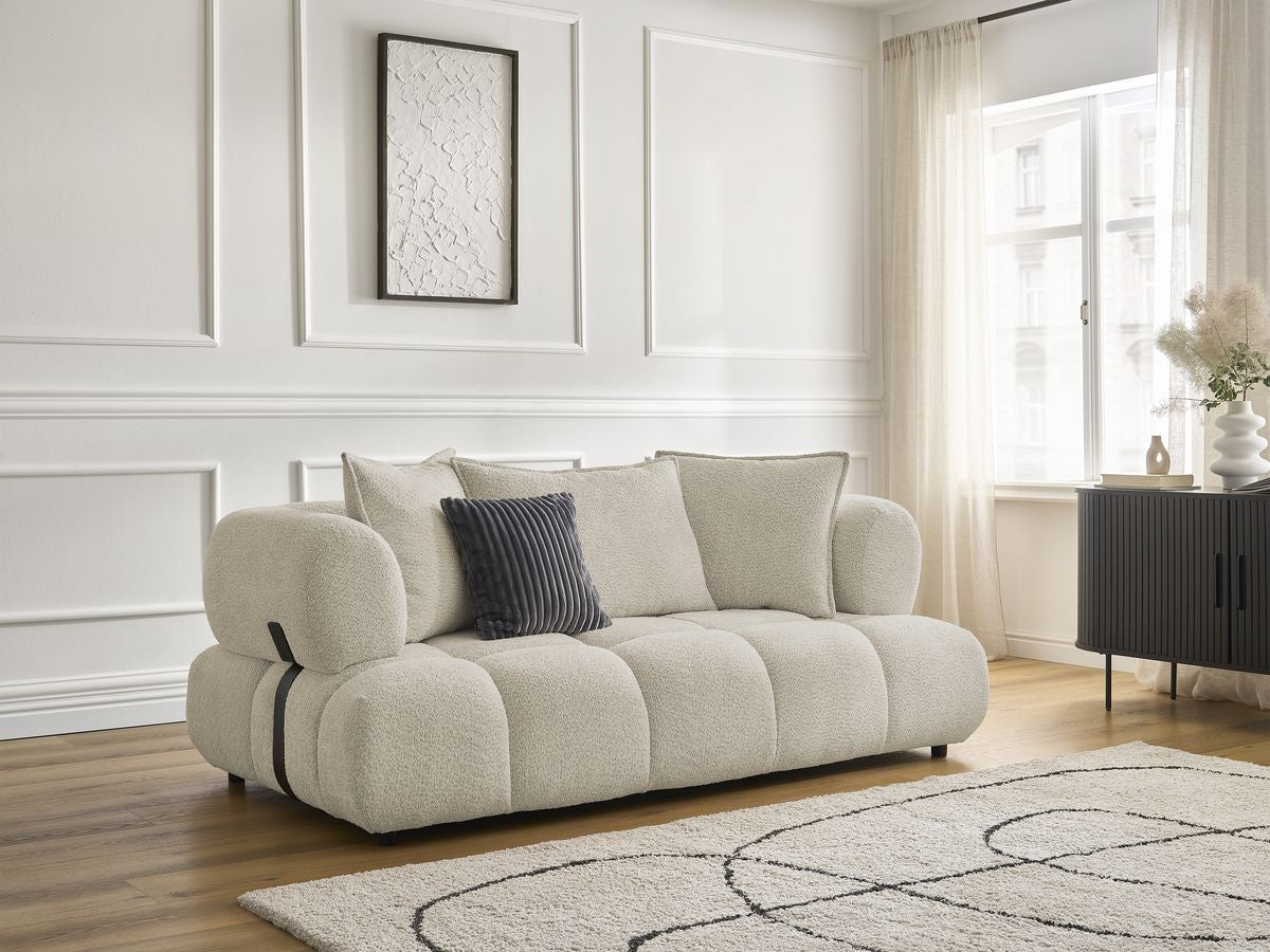 Rett sofa 2-seter ALYA i bouclé-stoff