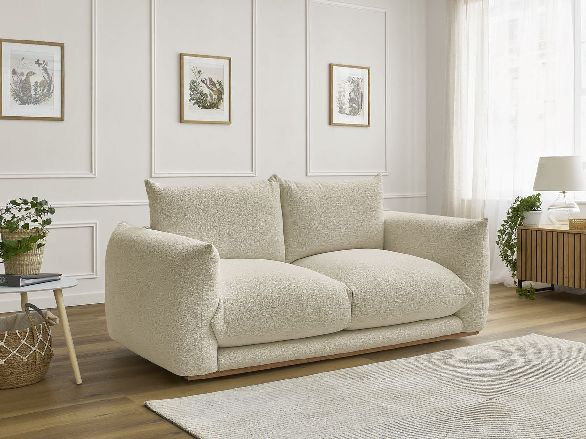 Rett sofa 2-seter ERNEST i bouclé-stoff