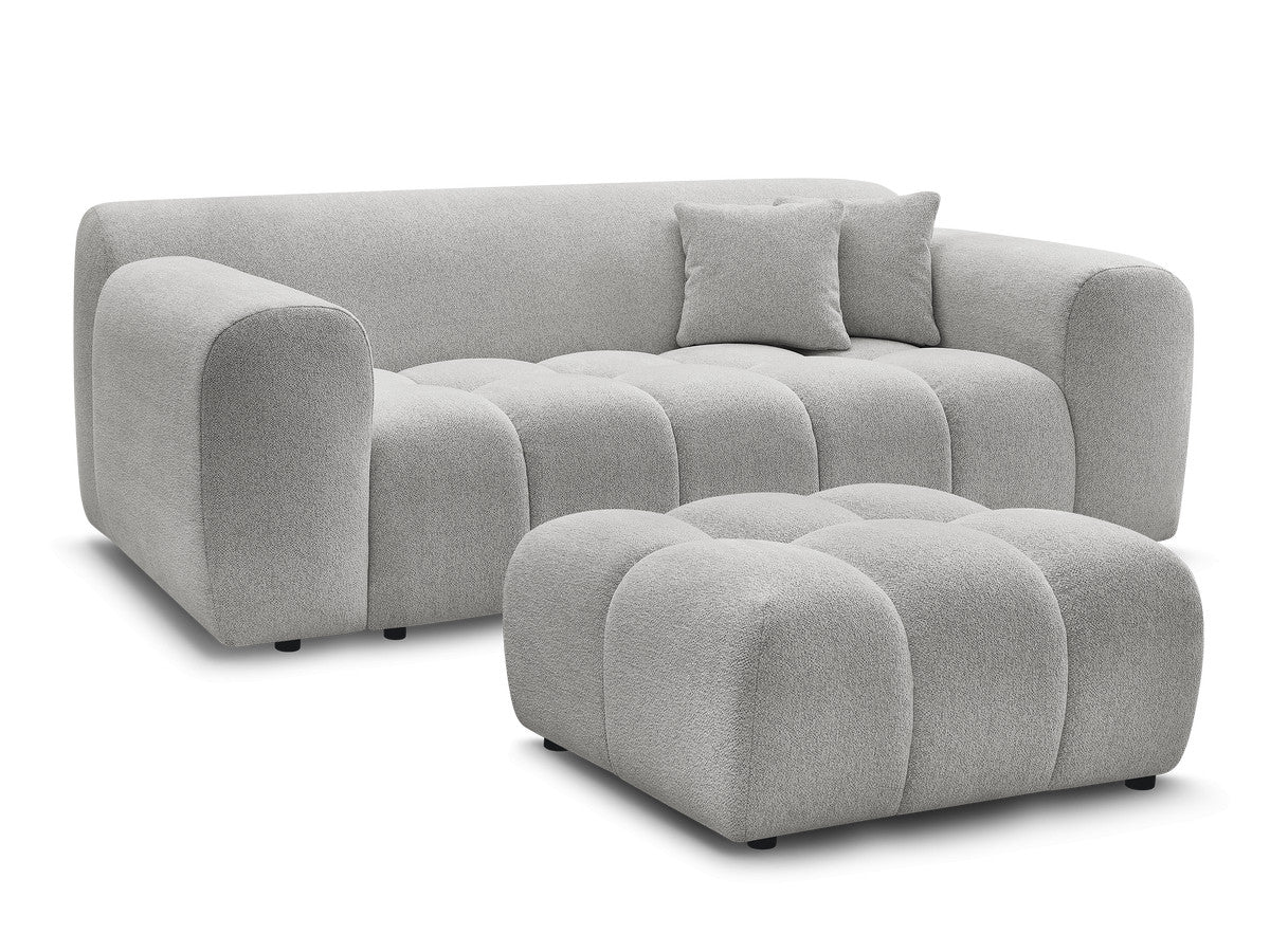 Rett sofa 2-seter MELISSE i melert stoff med puff