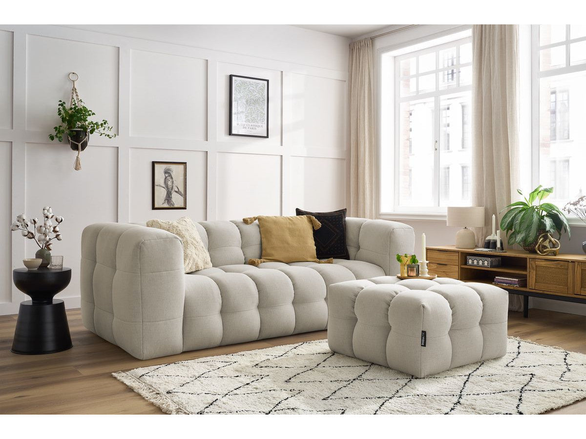Rett sofa 3-seter CLOUD med puff