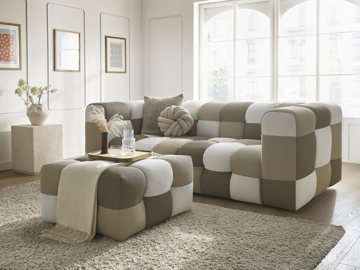 Rett sofa 3-seter CLOUD begrenset utgave i mesh med puff