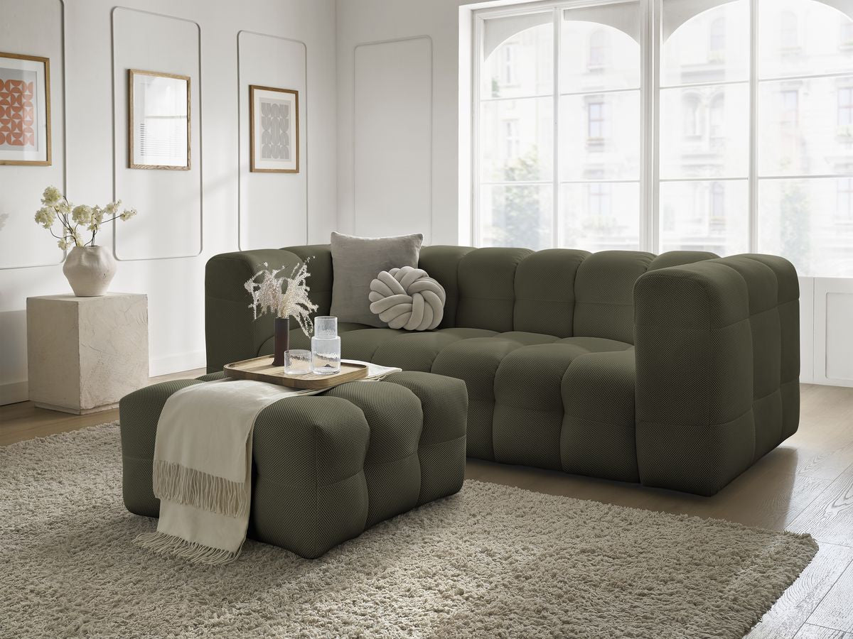 Rett sofa 3-seter CLOUD i mesh med puff