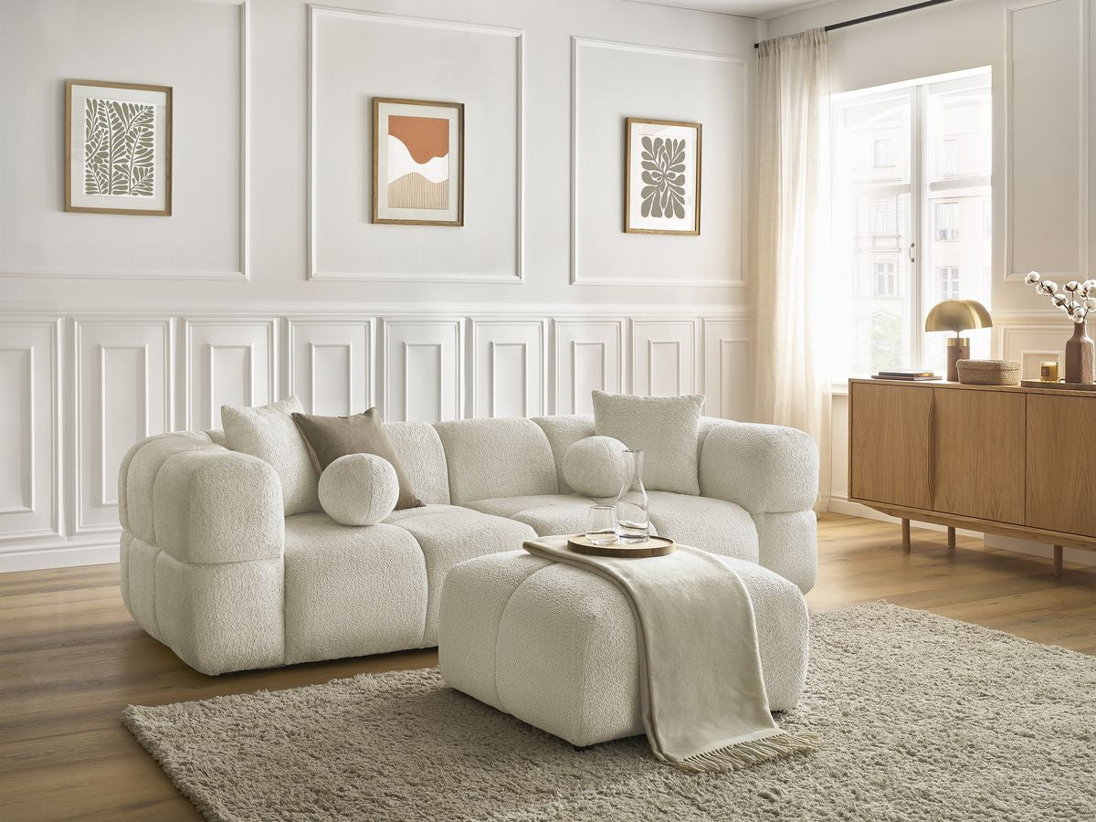 Rett sofa 3-seter CRISTINA med puff
