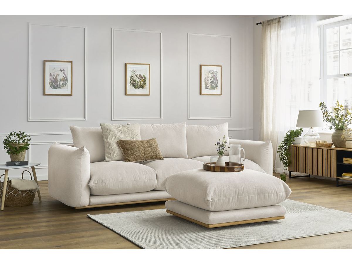 Rett sofa 3-seter ERNEST med puff