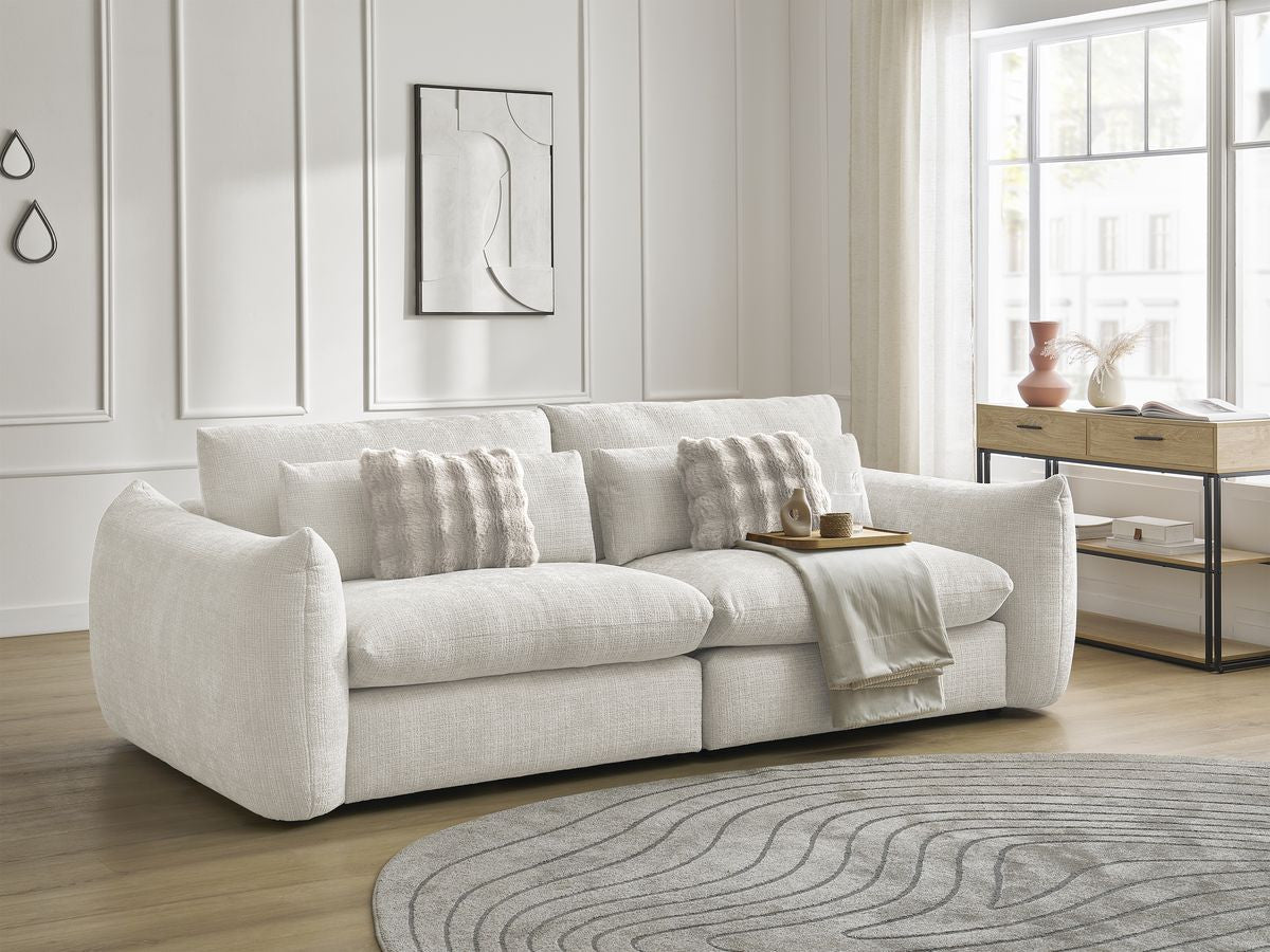 Rett sofa 3-seter EUGENE i teksturert stoff