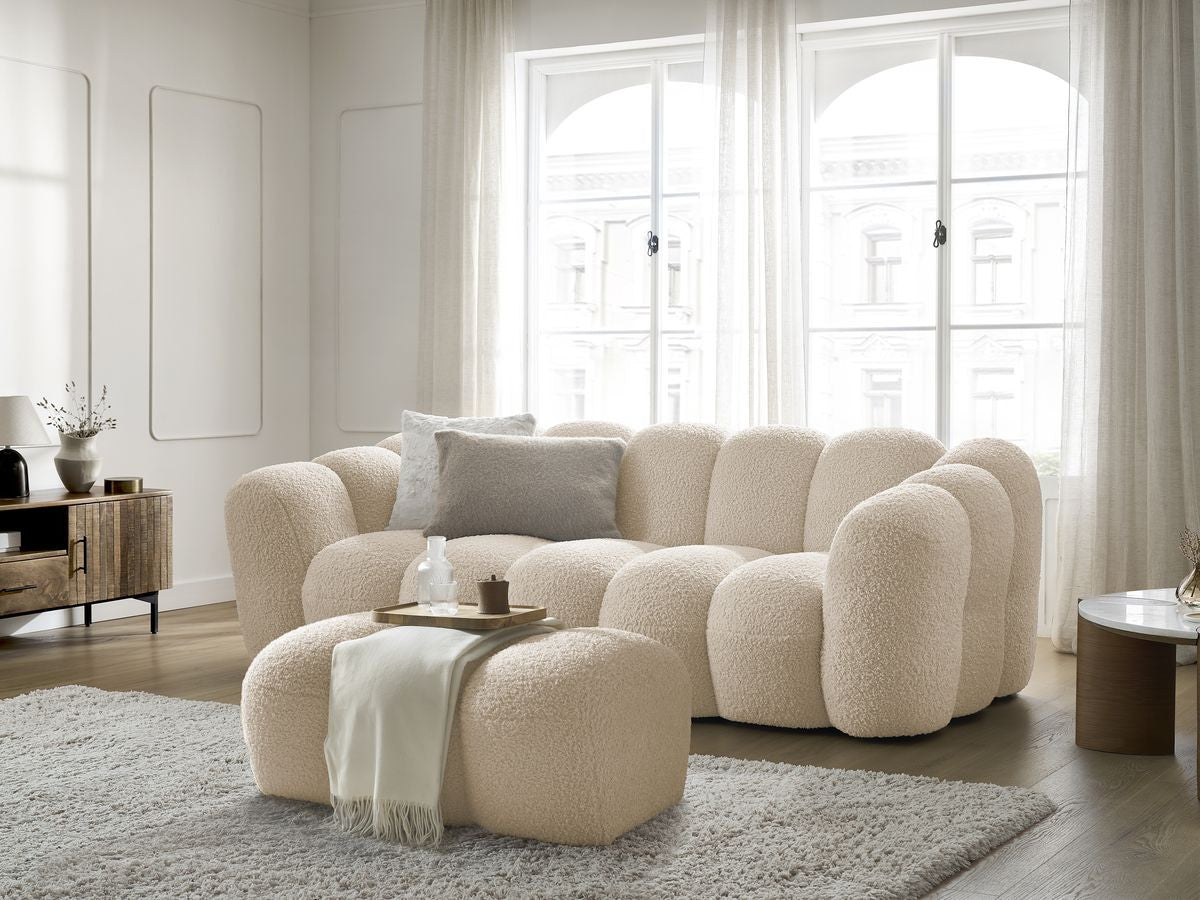 Rett sofa 3-seter HIPPOLYTE med puff