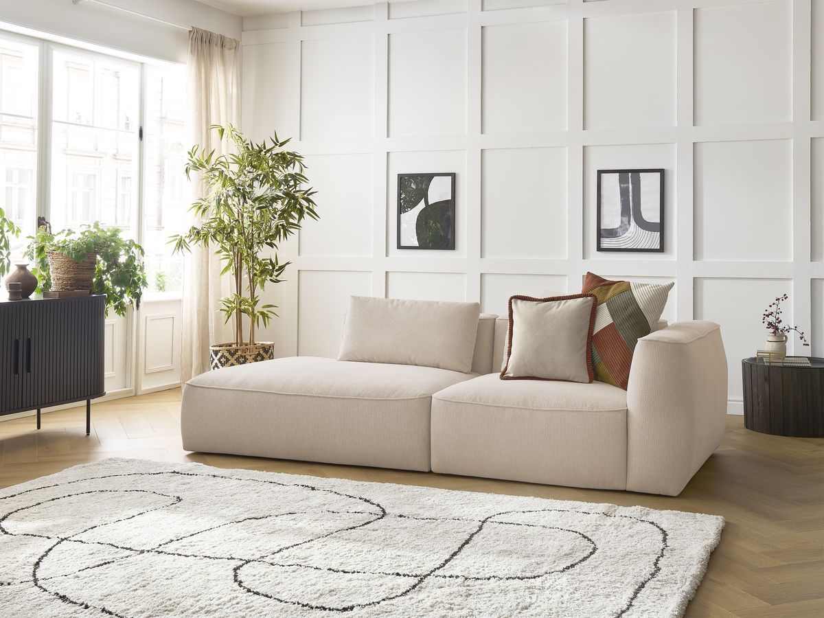 Rett sofa 3-seter LEOPOLD i melert stoff