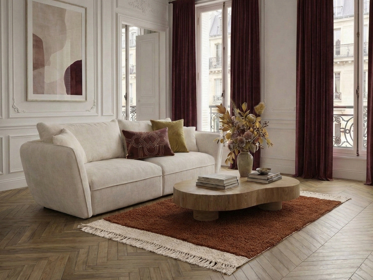 Rett sofa 3-seter LUIGI i glatt stoff