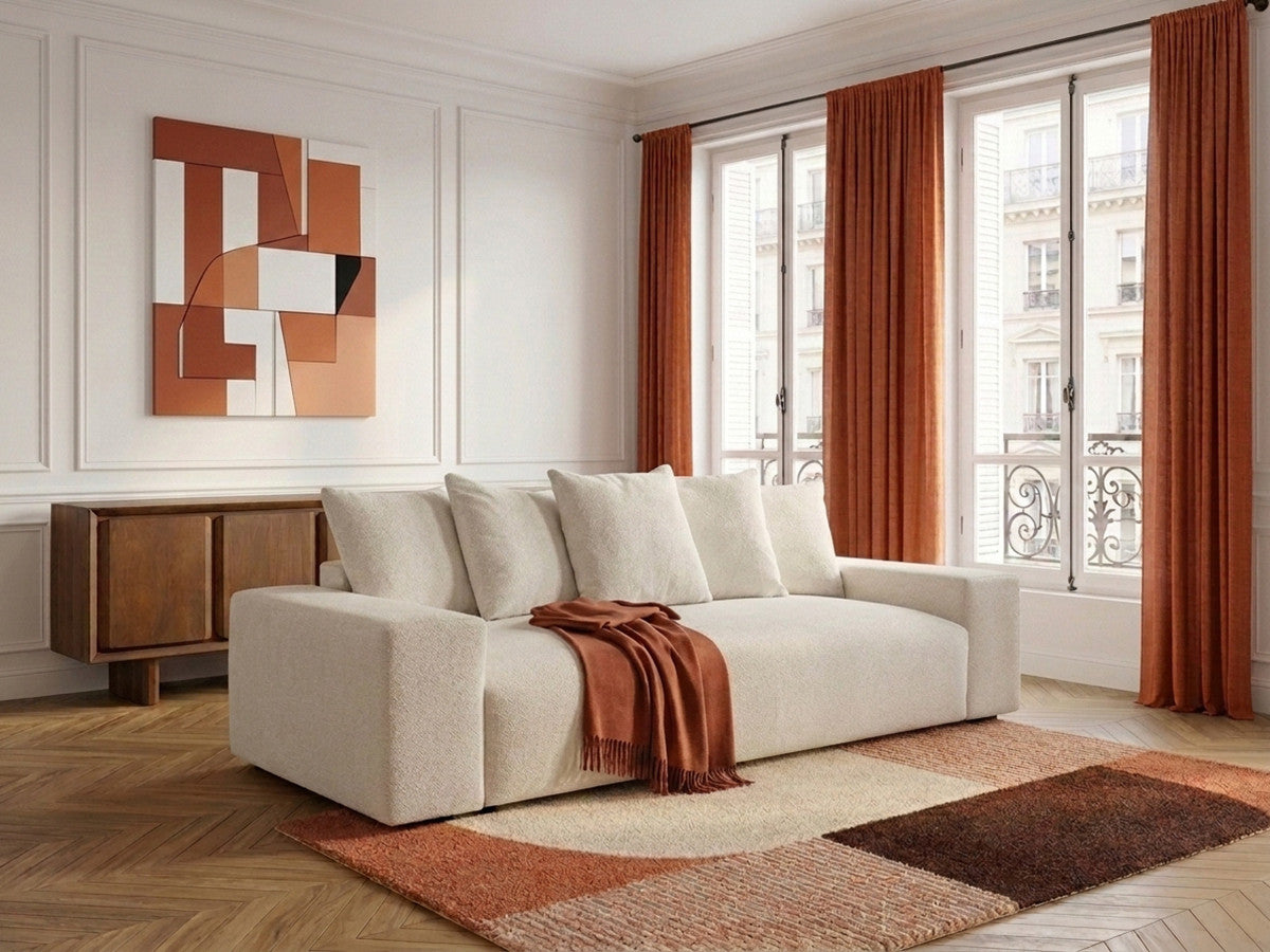 Rett sofa 3-seter VOLTAIRE i melert stoff