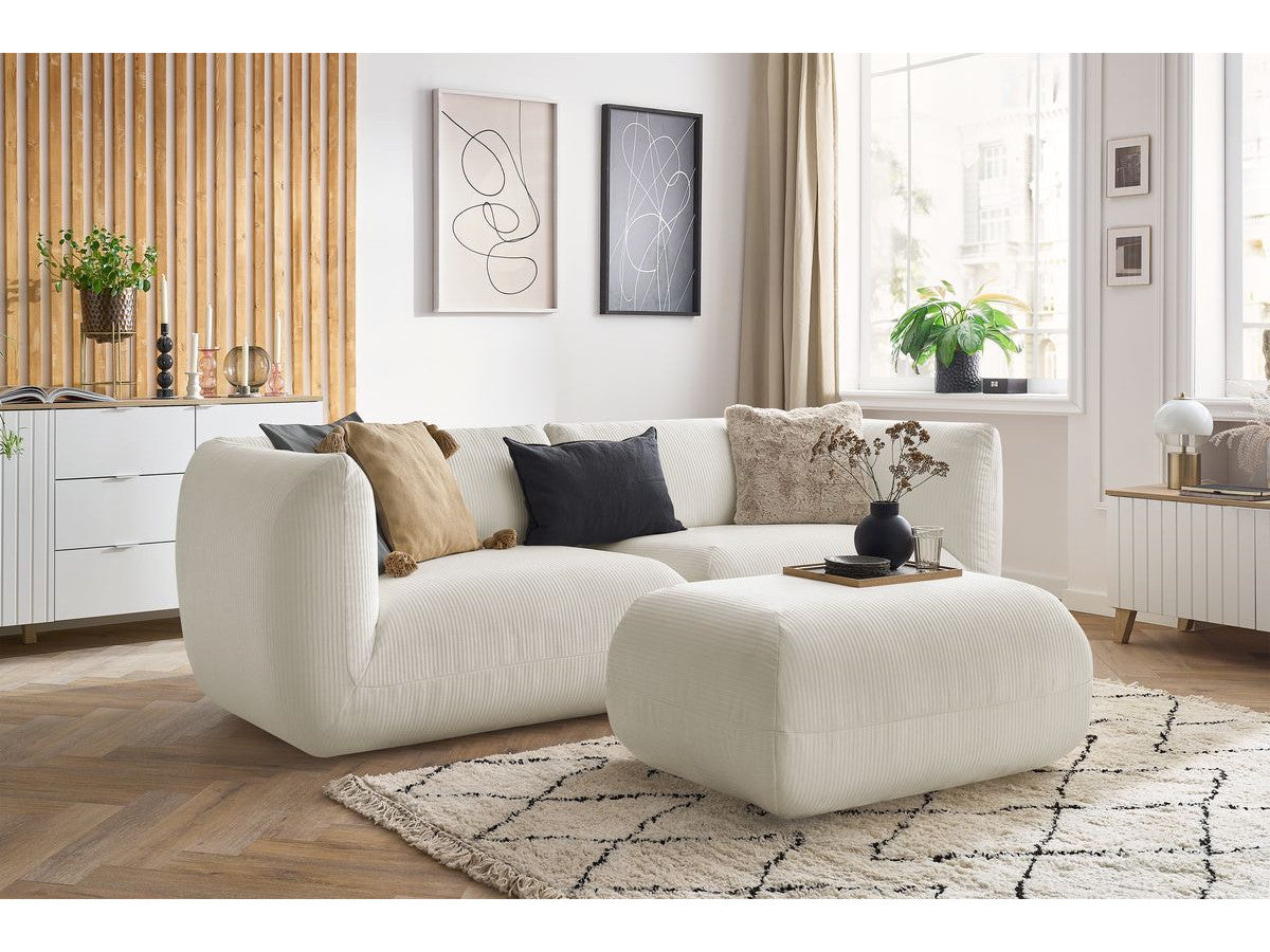 Rett sofa 4-seter LECOMTE med liten puff