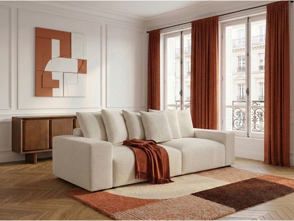 Rett sofa 4-seter VOLTAIRE i melert stoff