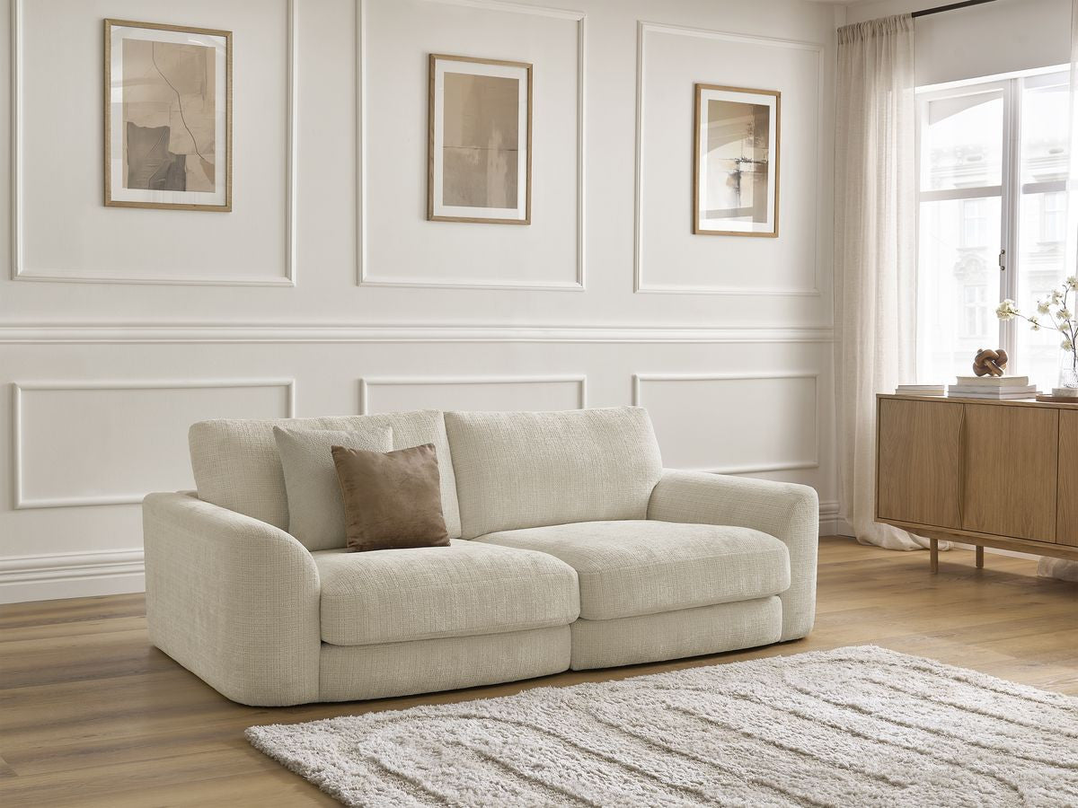 Rett sofa LEONORE i teksturert stoff