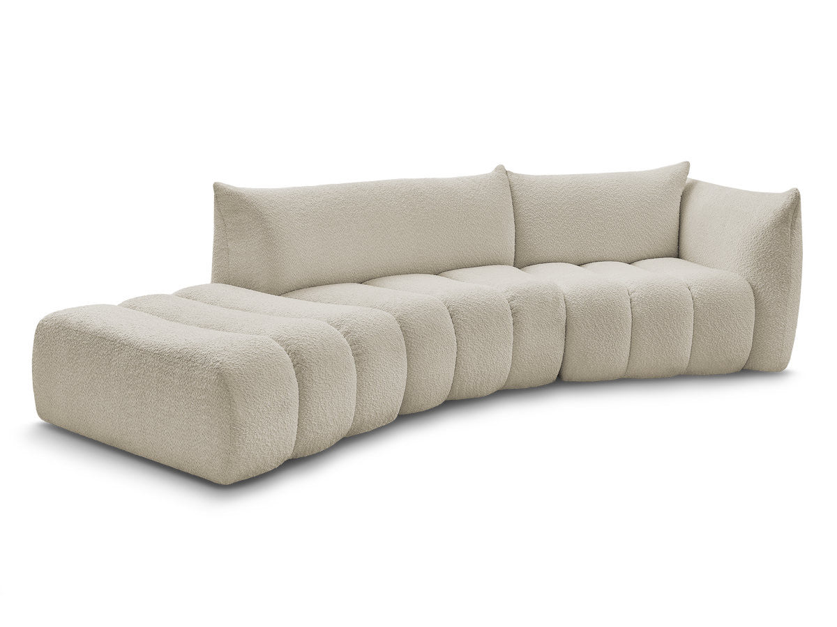 Sofa buet 4-seter AZRA i bouclé-stoff