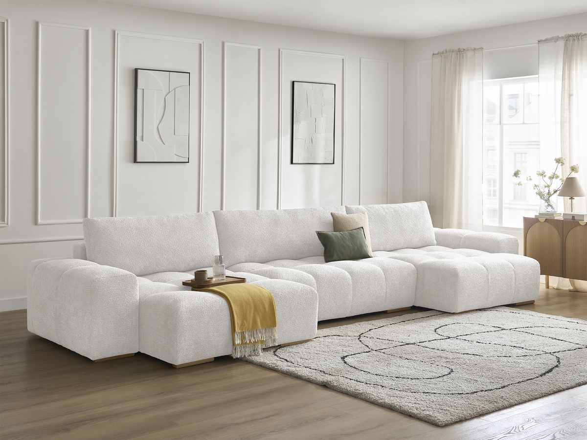 U-sofa ANAKIN i bouclé-stoff