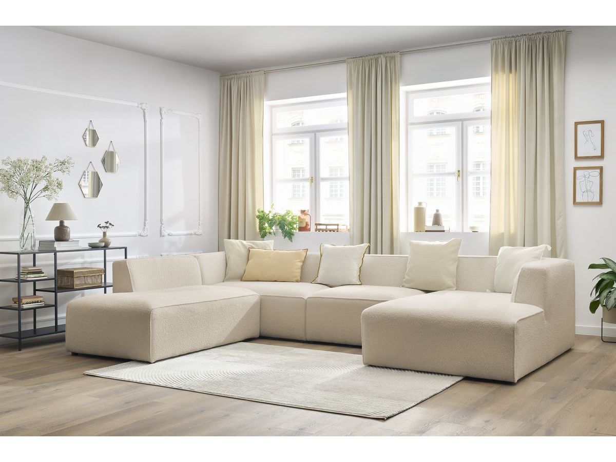 U-sofa MEGEVE i bouclé-stoff
