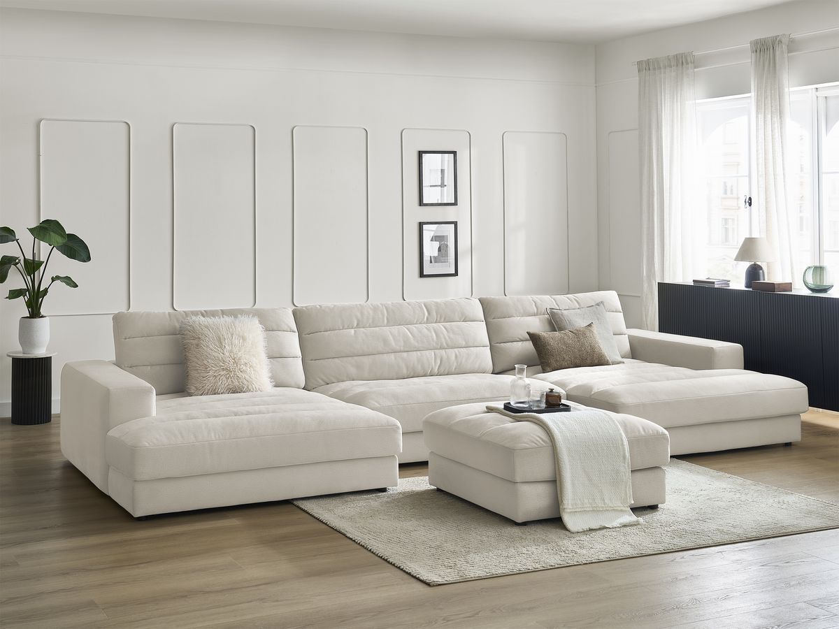 U-sofa SIERRA fløyel med puff