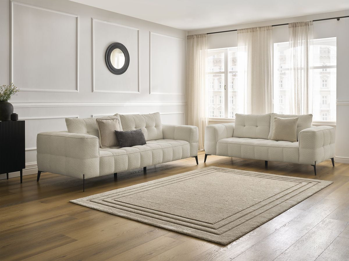 Sofagruppe 3 + 2 seter ANIS i bouclé-stoff