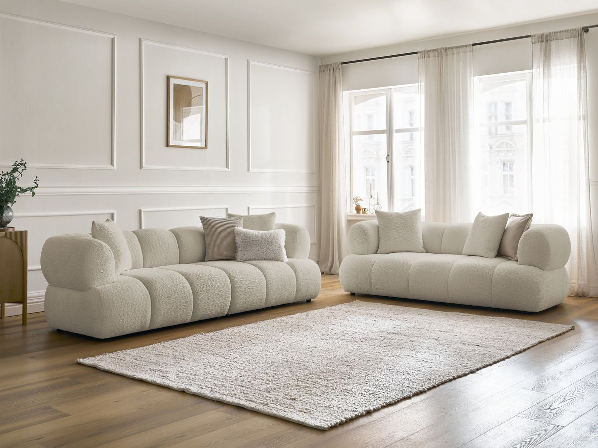 Sofagruppe 3 + 2 seter PAMIRA i bouclé-stoff