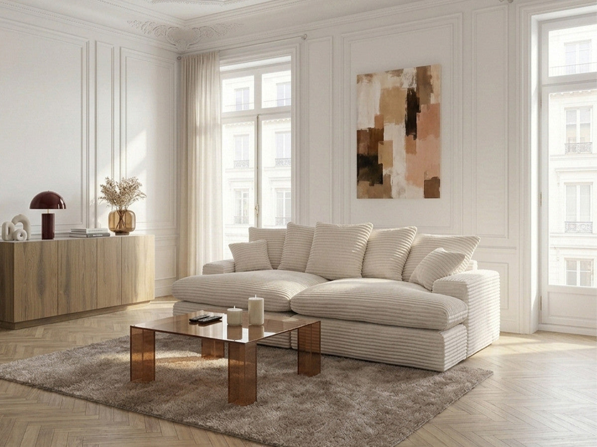 Sofa 3-seter 2-seter sofa med dyp sits NEVADA i myk grovkord