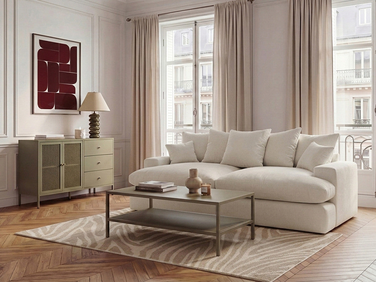 Sofa 3-seter 2-seter sofa med dyp sits NEVADA i glatt stoff