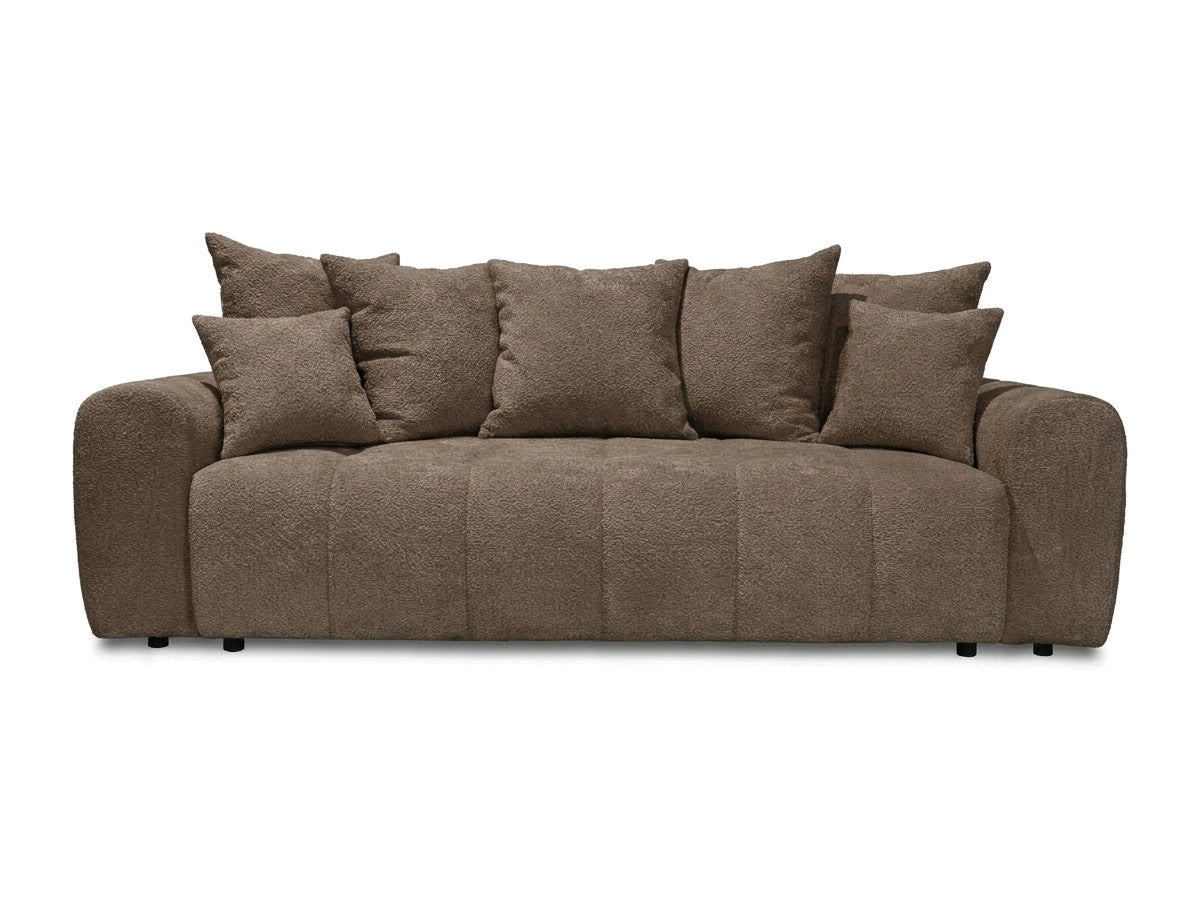 Rett sofa 3-seter med sovefunksjon ROXELANE i bouclé-stoff