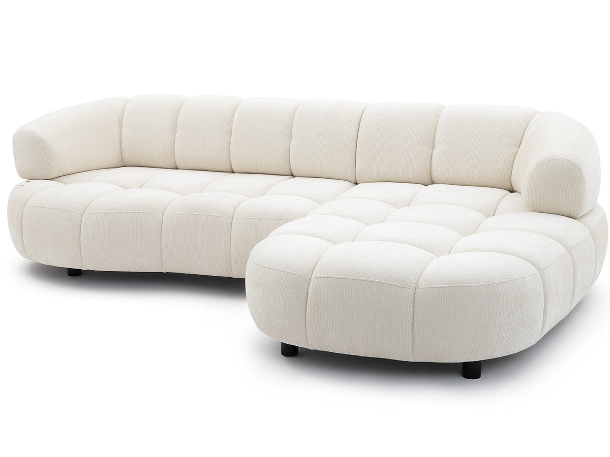 Hjørnesovesofa justerbar sits elektrisk LOVELY i glatt stoff