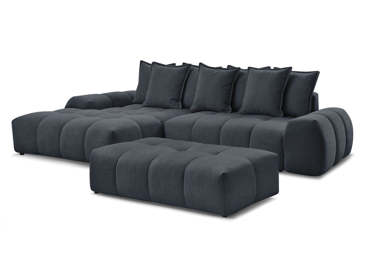 Hjørnesovesofa med oppbevaring EVEREST i teksturert stoff med puff
