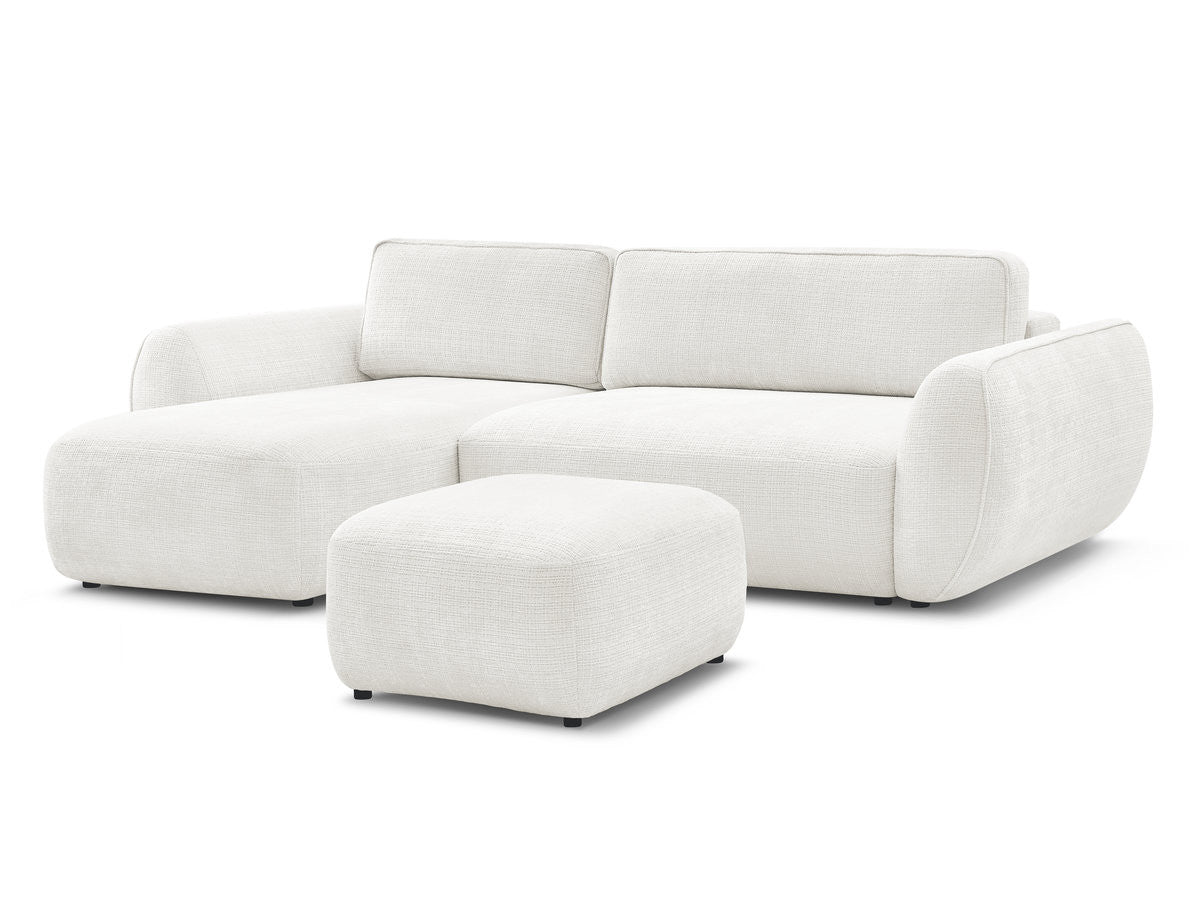 Hjørnesovesofa DENISE i teksturert stoff med puff