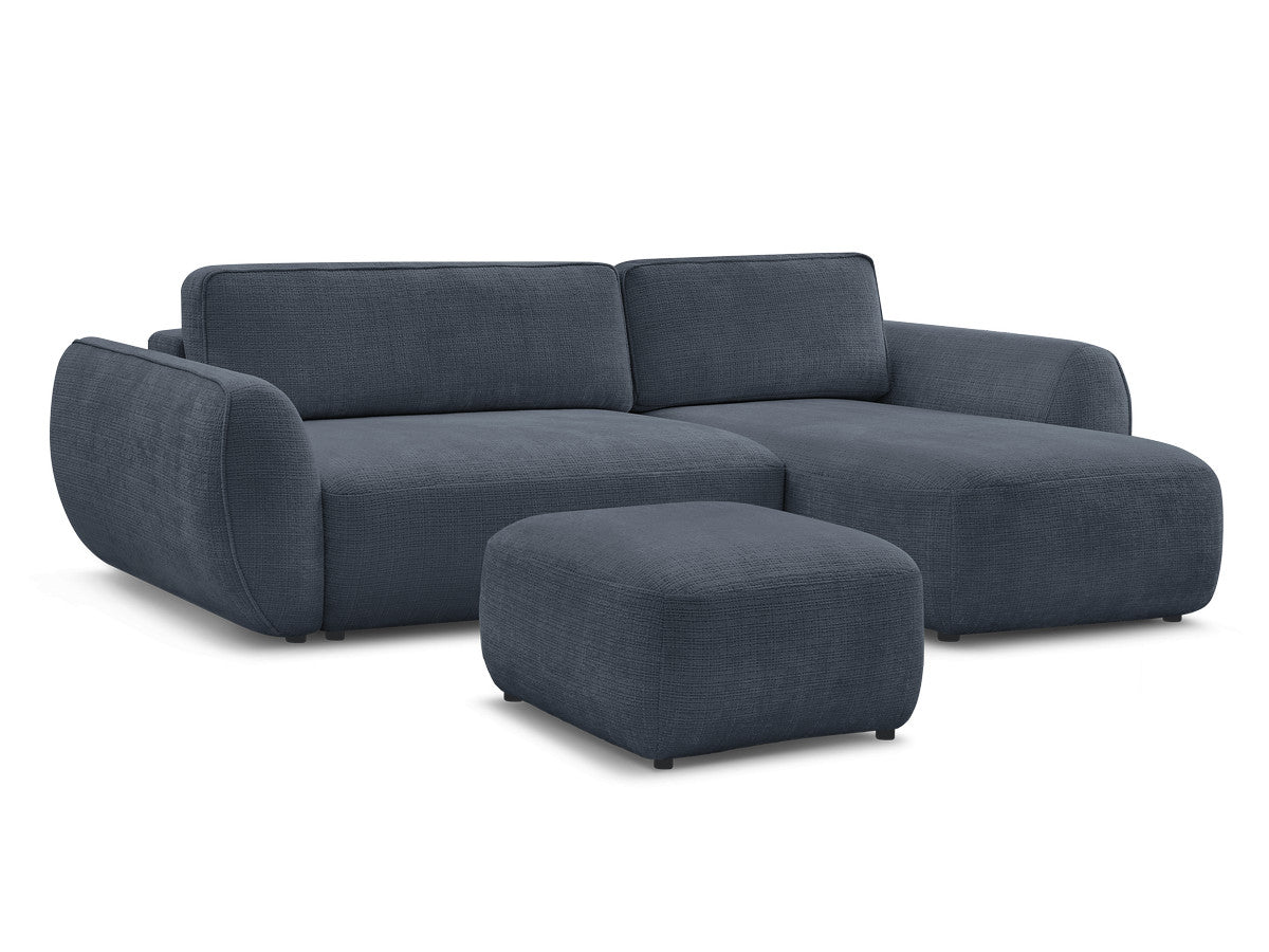 Hjørnesovesofa DENISE i teksturert stoff med puff