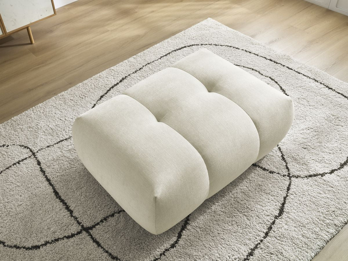 Hjørnesovesofa FUJI i glatt stoff med puff
