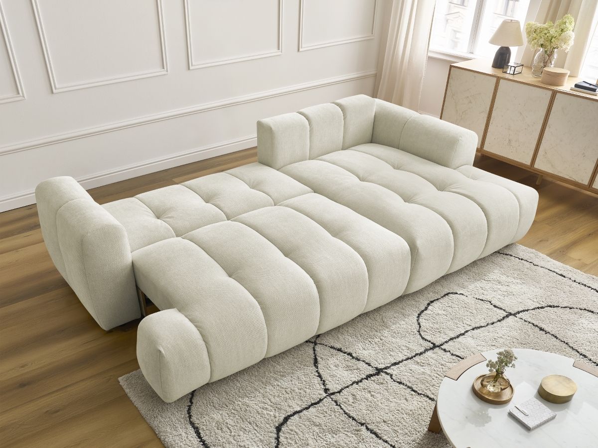 Hjørnesovesofa FUJI i glatt stoff