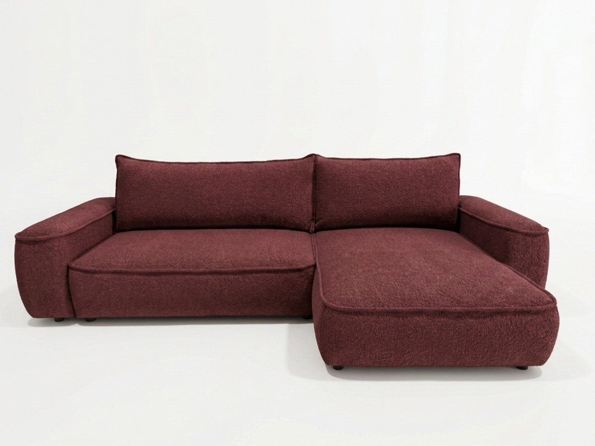 Vendbar hjørnesofa med sovefunksjon HONORE i chenille