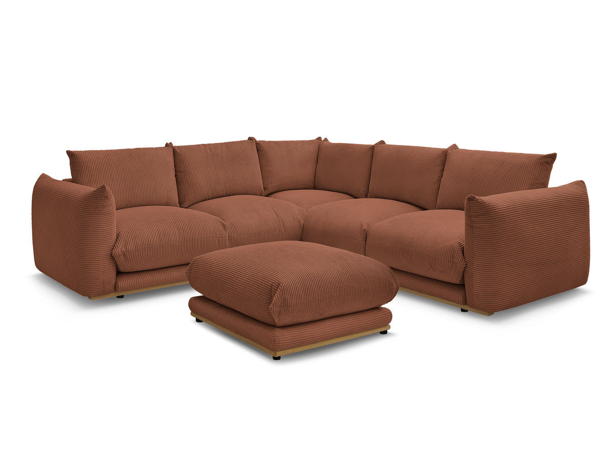 Hjørnesofa ERNEST i kordfløyel med puff