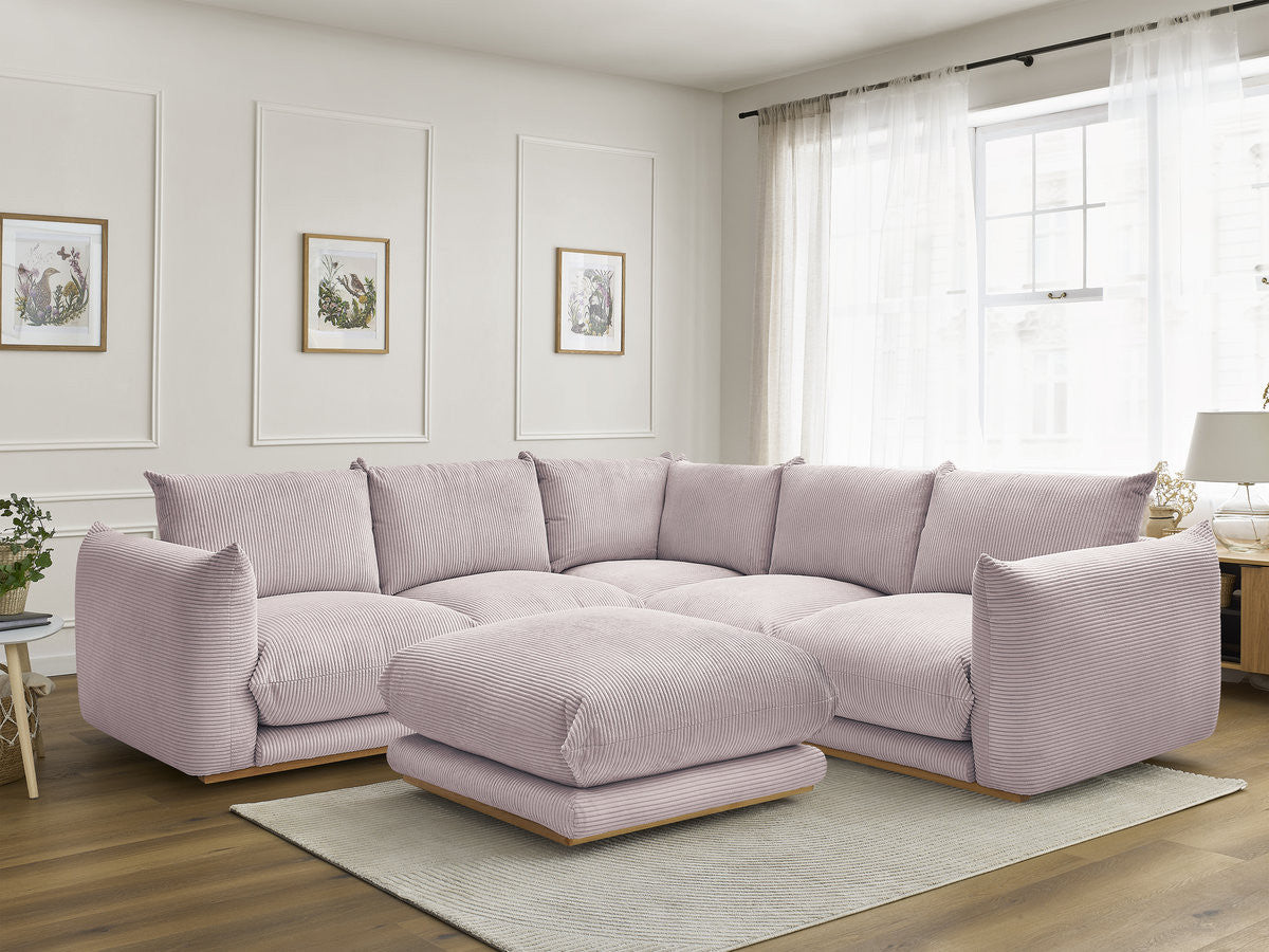 Hjørnesofa ERNEST i kordfløyel med puff