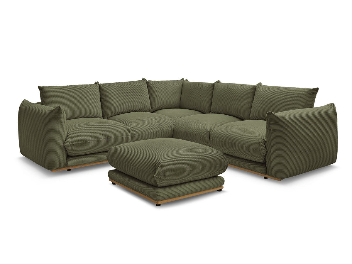 Hjørnesofa ERNEST i kordfløyel med puff