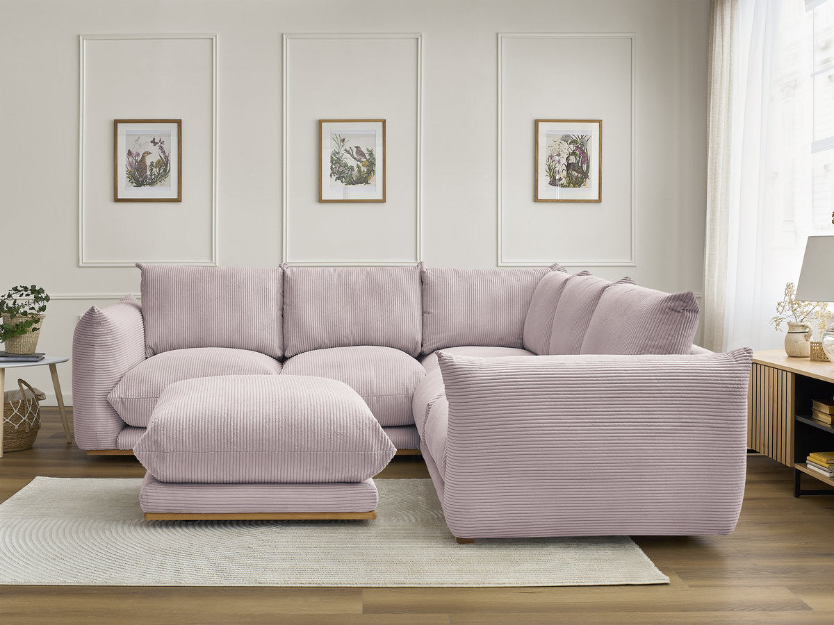 Hjørnesofa ERNEST i kordfløyel med puff