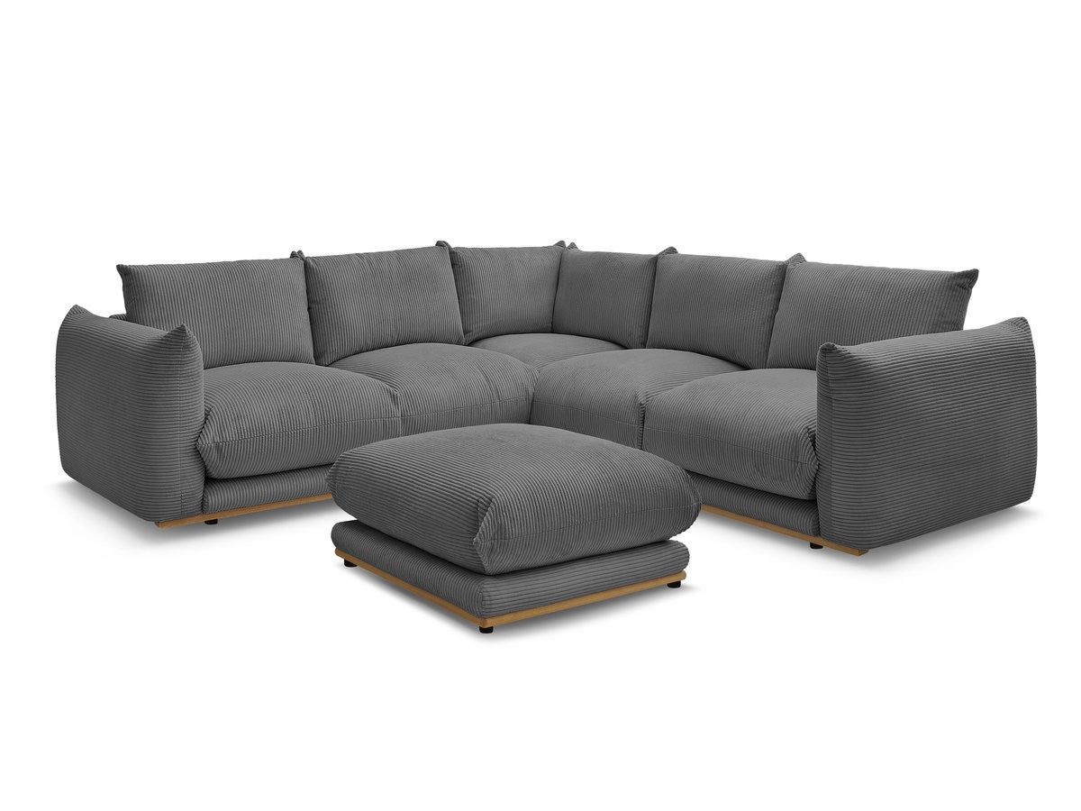 Hjørnesofa ERNEST i kordfløyel med puff