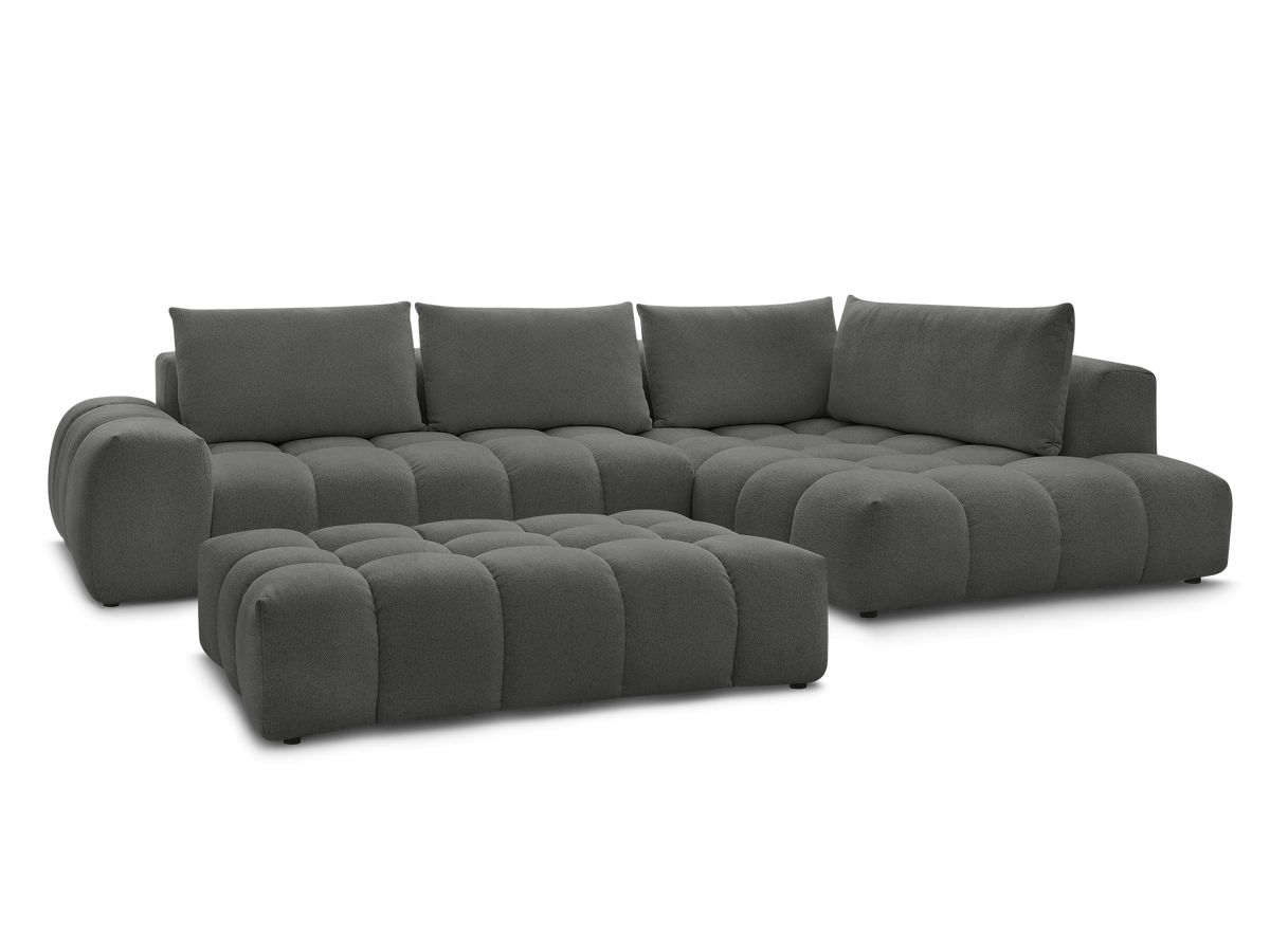 Hjørnesofa EVEREST i melert stoff med puff