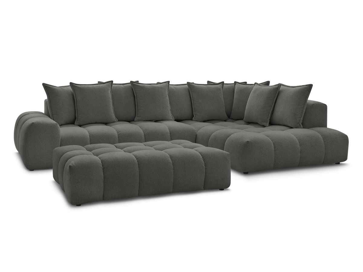 Hjørnesofa EVEREST i melert stoff med puff