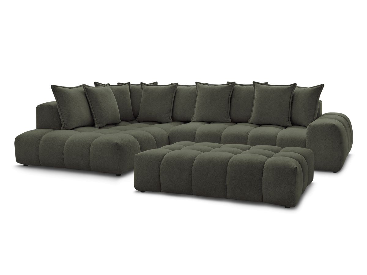 Hjørnesofa EVEREST i melert stoff med puff