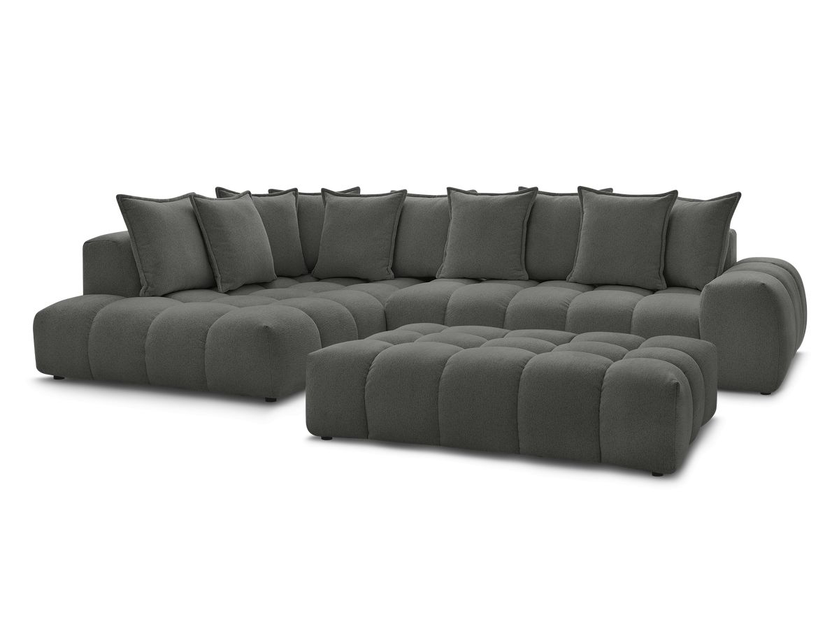 Hjørnesofa EVEREST i melert stoff med puff