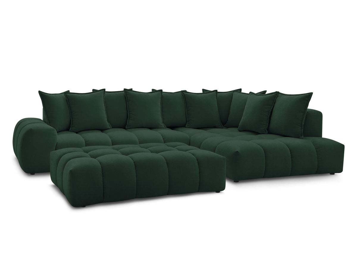 Hjørnesofa EVEREST i teksturert stoff med puff