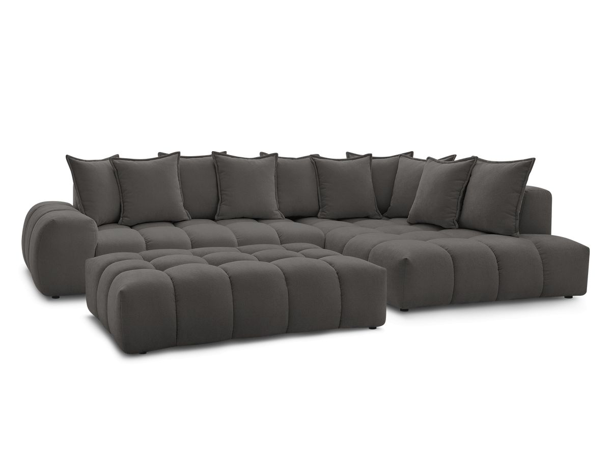 Hjørnesofa EVEREST i teksturert stoff med puff