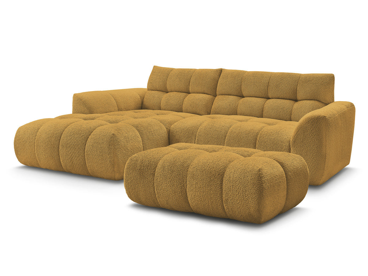 Hjørnesofa JAYA i chenille med puff