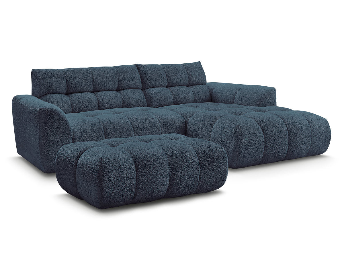 Hjørnesofa JAYA i chenille med puff