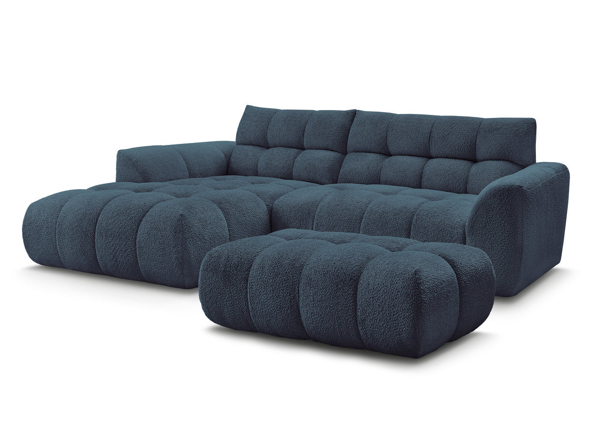 Hjørnesofa JAYA i chenille med puff
