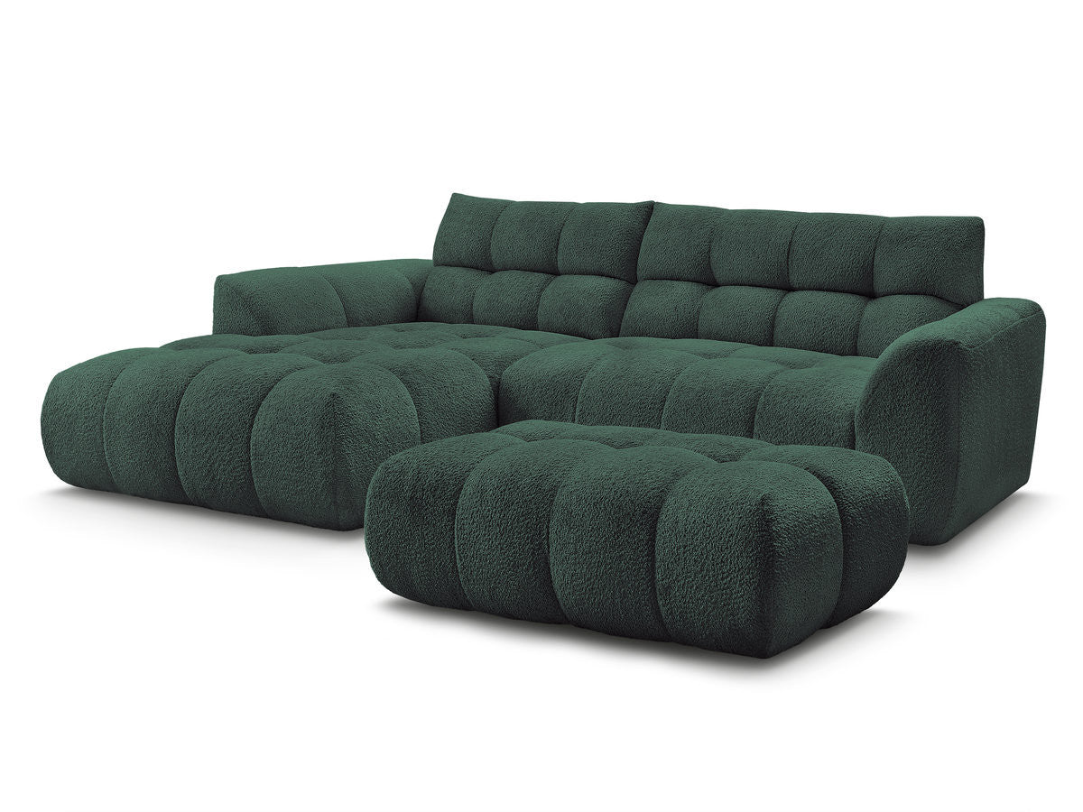 Hjørnesofa JAYA i chenille med puff